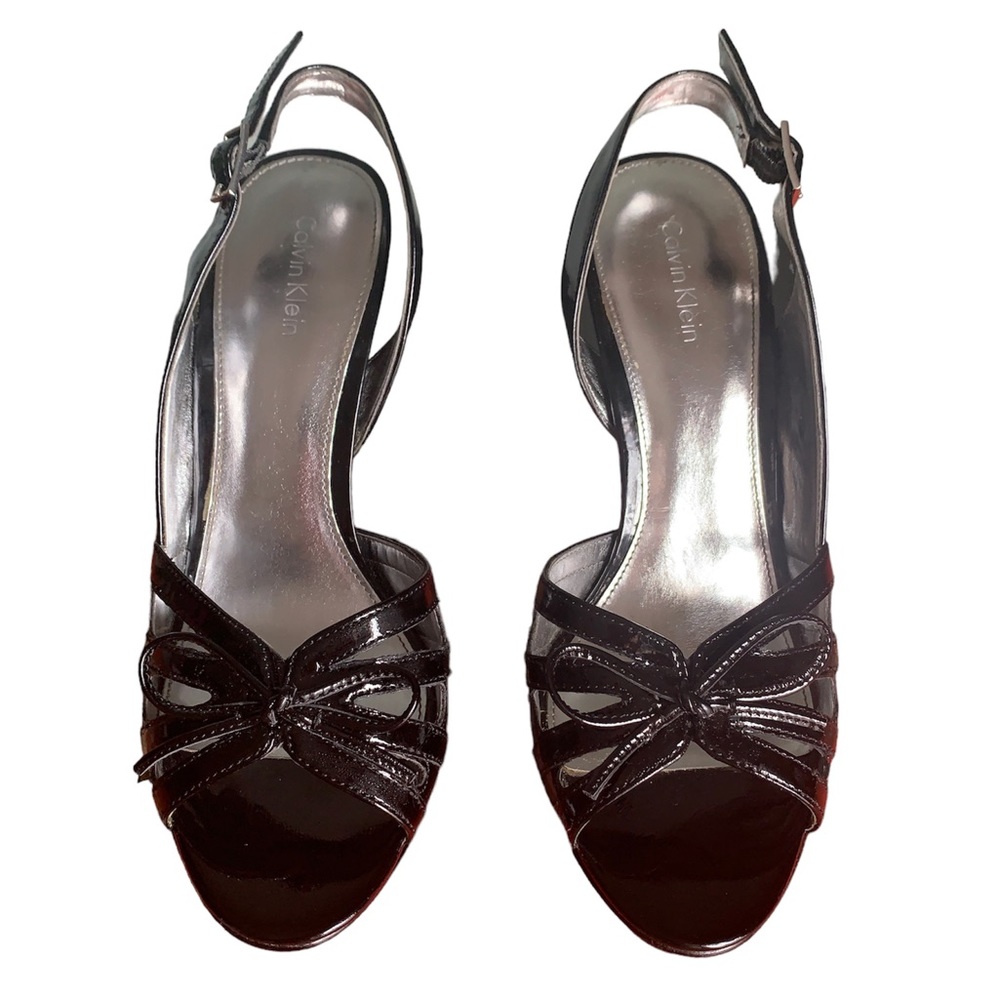 Calvin Klein Peper Patent Black Platform Heels - SIZE 7M